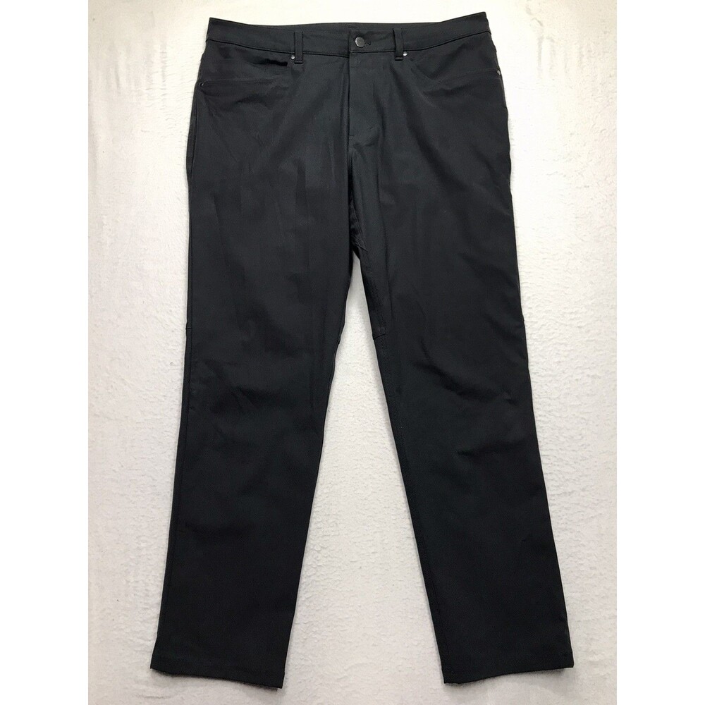 LULULEMON ABC Pant Men 34x29 Black Classic Fit 5 Pocket Warpstreme Chino LM5ADDS